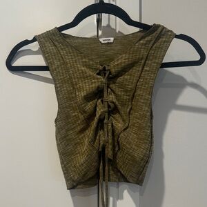 Garage Olive Lace-Up Tank Top